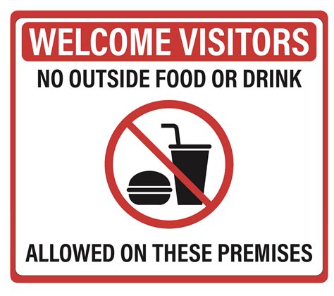 No Outside Food Or Drink Allowed On These Premises Adhesive Durable