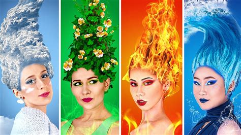 Ateş Kız Su kız Hava Kız ve Toprak Kız Dört Element Güzellik