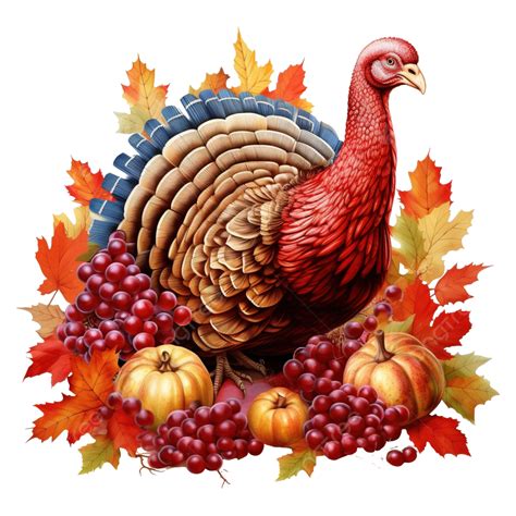 Happy Thanksgiving Day With Turkey Food And Leafs Thanksgiving Turkey