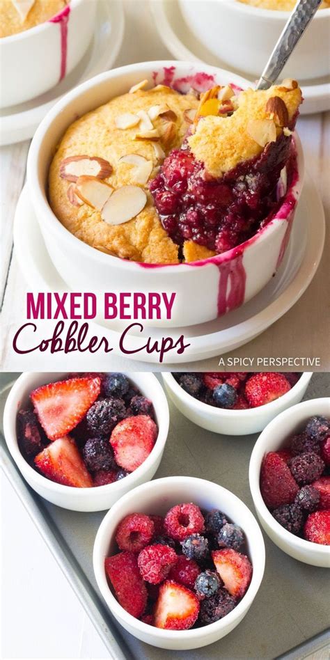 Mixed Berry Cobbler Cups Recipe Individually Portioned Baked Mixed