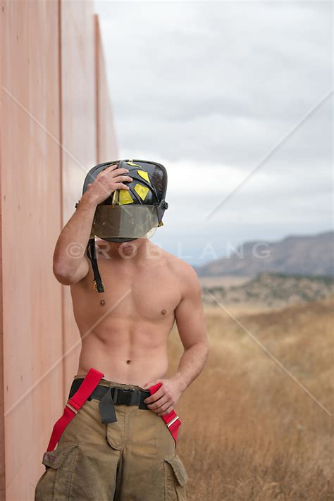 Shirtless Sexy Fireman Outdoors Rob Lang Images