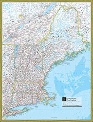 Find your authentic england vintage map here. US New England Wall Map by National Geographic from ...