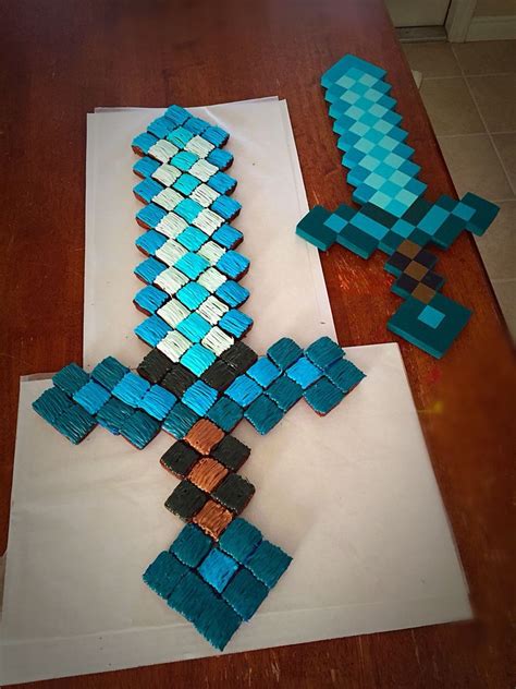 Printable Minecraft Papercraft Diamond Sword Printable Papercrafts Images