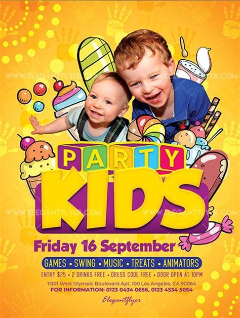 Kids Party Free Flyer Psd Template Kids Brochures Party