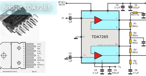 Btl Power Amplifier Circuit Using Ic Tda7265 Electronic Circuit