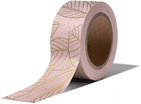 masking tape blad roze goud decoratie washi papier tape 15 mm x 10 m