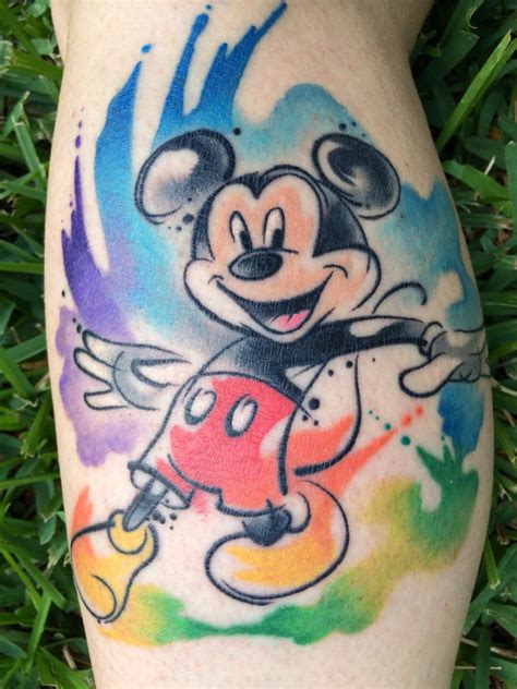 My Beautiful Mickey Watercolor Tattoo Done By Jon Overton At Studio