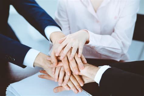 Business People Group Joining Hands Teamwork Or Meeting Concepts Stock