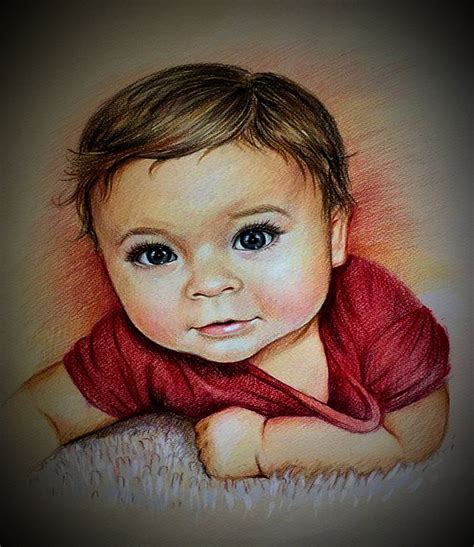 Baby Colored Pencil Painting From Photo Handmade Just In Canvas