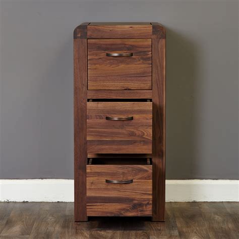 Filing cabinets are a great storage solution. Filing Cabinet 3 Drawer Baumhaus Shiro Walnut CDR07B