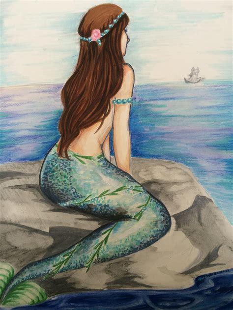 Mermaid Sitting On Rocks By Flyingbluewings On Deviantart