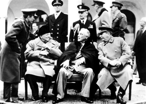 Winston Churchill Franklin Roosevelt And Joseph Stalin At