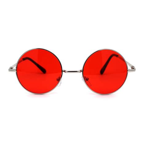 Sa106 Summer Color Gradient Lens Circle Lens Round Hippie Sunglasses Red