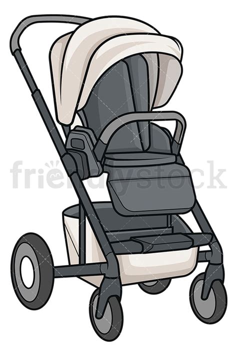 Black Baby Stroller Cartoon Vector Clipart Friendlystock The Best