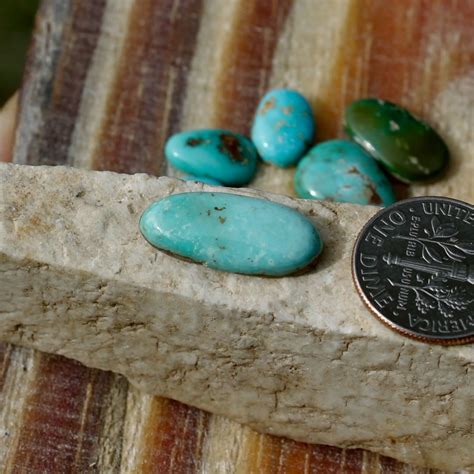 A Natural Light Blue Turquoise Cabochon Oval Stone Mountain Turquoise