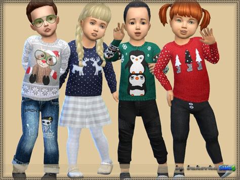 K Bukovkas Christmas Sweater Sims 4 Toddler Clothes Toddler Outfits