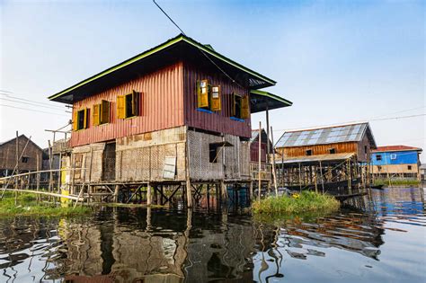 Village On Stilts Nampan Inle Lake Shan State Myanmar Burma Asia