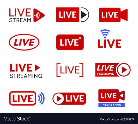 Live Stream Icon Set Online Broadcasting Symbol Vector Image