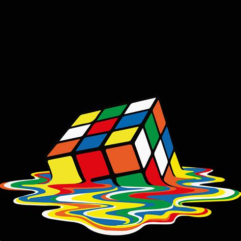 Rubiks Cube Abstract Melting De Tony Rubino 2023 Pintura Acrílico Litografía En Lienzo
