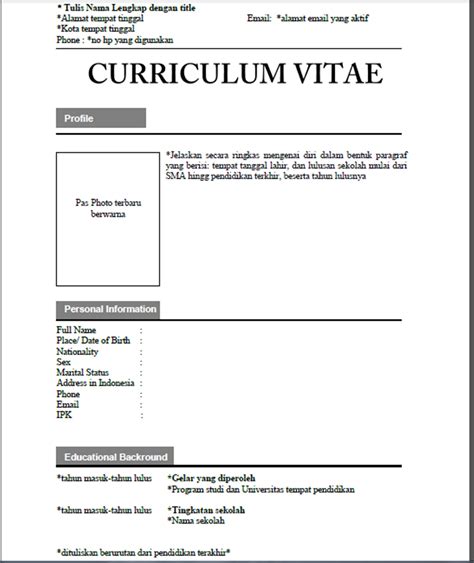 Kreatif Contoh Cv Kerja Untuk Ide Format Curriculum Vitae Oleh Post Contoh Cv Kerja Gawe Cv