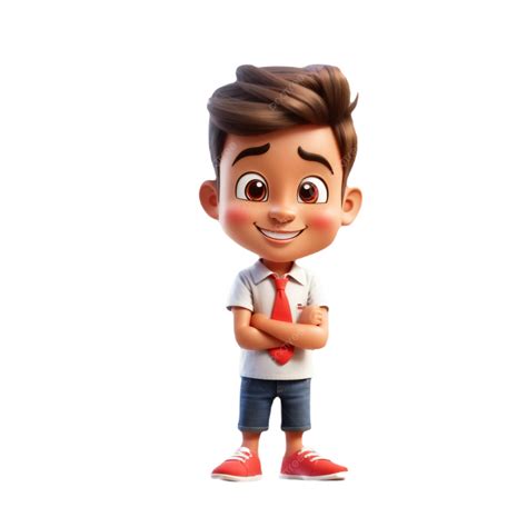 Cartoon School Boy In 3d Red Shirt Character Cartoon School Boy In 3d