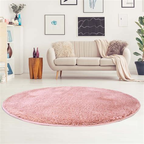 Round Rugs Soft Shine Pink Round Rugs