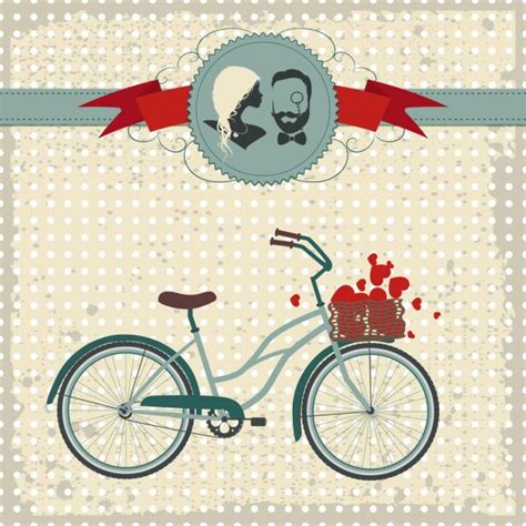 tandem bicycle wedding invitation — stock vector © alisafoytik 27379931