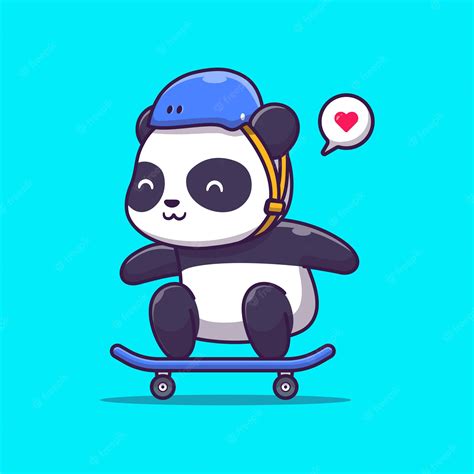Premium Vector Cute Panda Play Skateboard Illustration Animal Sport