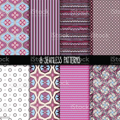 Set Of Purple And Blue Patterns Stock Illustration Download Image Now
