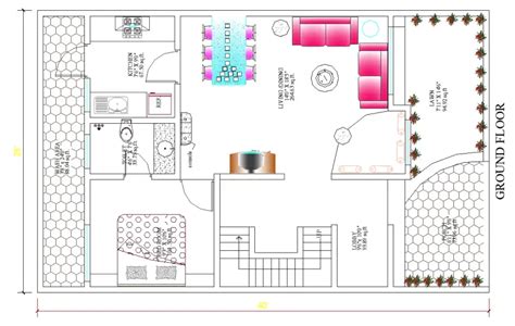 Furniture Layout Plan Of The Ground Floor Of Bungalow In Dwg Autocad Images And Photos Finder