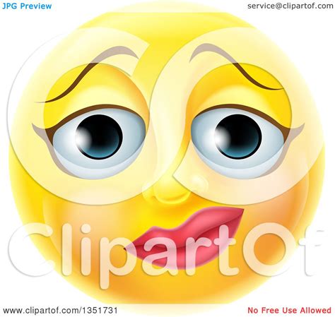 Clipart Of A 3d Yellow Female Smiley Emoji Emoticon Face With A Nervous