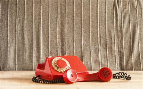 Retro Rotary Telephone On Wood Table Stock Image Image Of Receiver