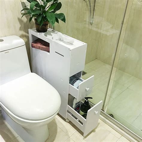 PVC Three Drawers Bathroom Gadgets Shelves Toilet Storage Cabinet Toilet Tank Waterproof Be Born