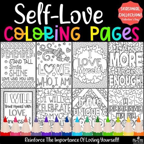 self love coloring pages positive affirmations and self talk valentine s day made by teachers
