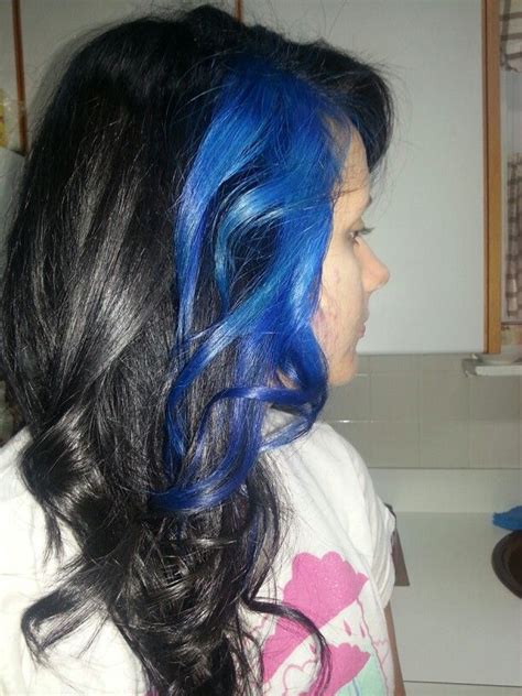 Black hair with blue highlights