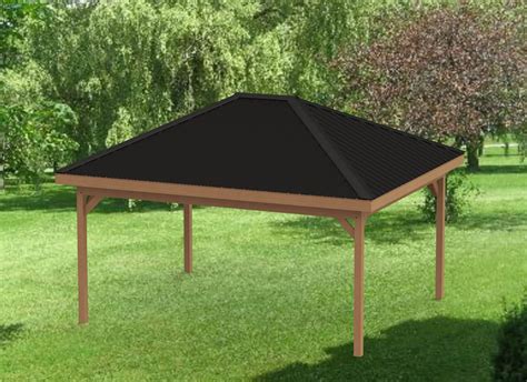 Hip Roof Gazebo Building Plans 16 X 20 With Metal Etsy