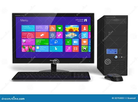 Desktop Computer With Touchscreen Interface Stock Illustration