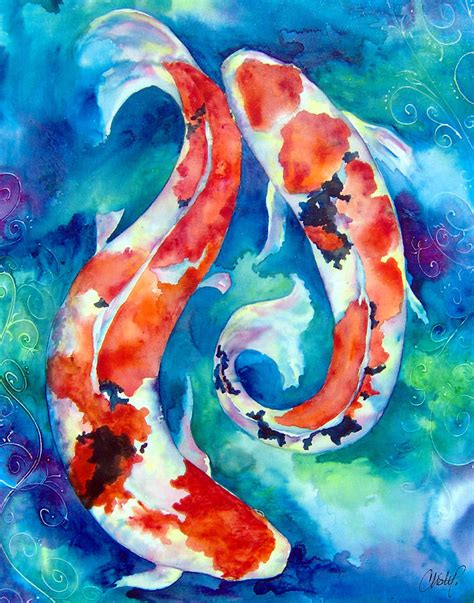 Two Koi Fish Painting By Christy Freeman Stark