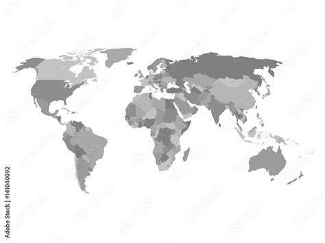 Fototapeta Polityczna Mapa świata W Odcieniach Szarości Uproszczone