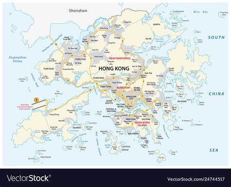 Hong Kong Road Map Royalty Free Vector Image Vectorstock