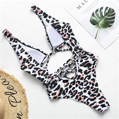 Free Shipping Red Leopard Brazilian Swimsuit One Piece Plus Size Sexy Bikini Push Up Swimwear