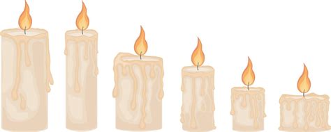 An Illustration Depicting Six Romantic Burning Candles Wax Candles Of Different Sizes And