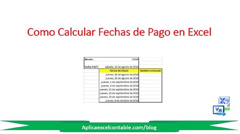 Como Calcular Fechas De Pago En Excel Youtube