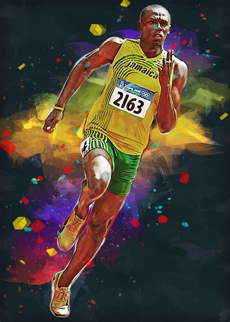 Usain Bolt Running Poster By Fasata Design Displate Usain Bolt Running Usain Bolt Bolt