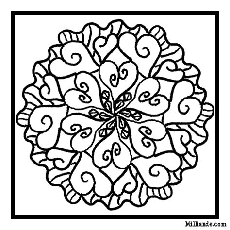 Beautiful hearts adorn this valentine's mandala. Mosaic Valentine Coloring Pages