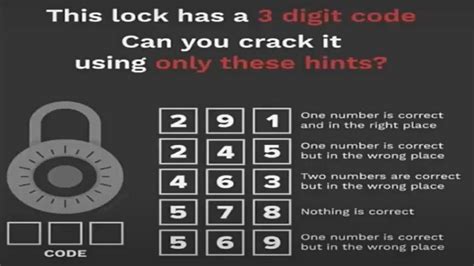 The Lock Has 3 Digit Code 291 Puzzle Answer Solved Youtube