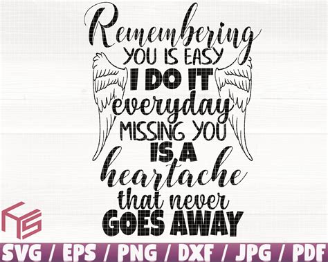 Remembering You Is Easy Svgepspngdxfpdf Miss You Svg Etsy Uk