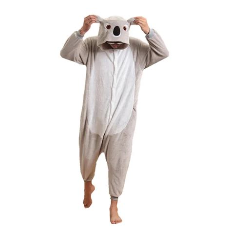 Adult Flannel Kigurumi Animal Cosplay Costume Grey Koala Onesies