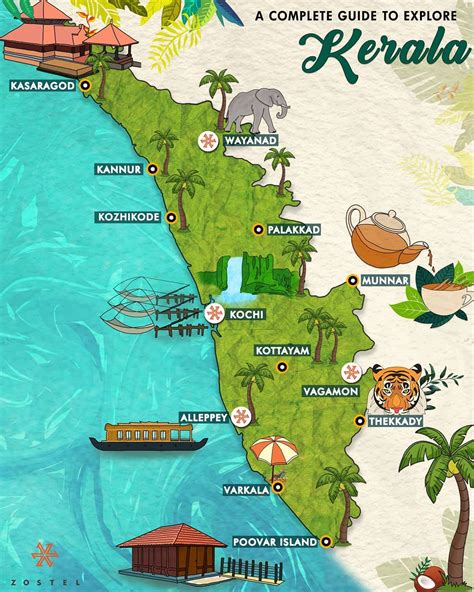 Tourist Map Of Kerala State India Map India Map With States India