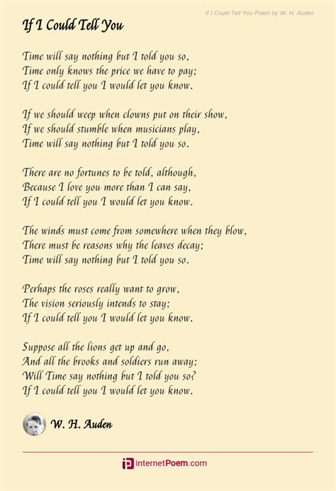 If I Could Tell You Poem By W H Auden